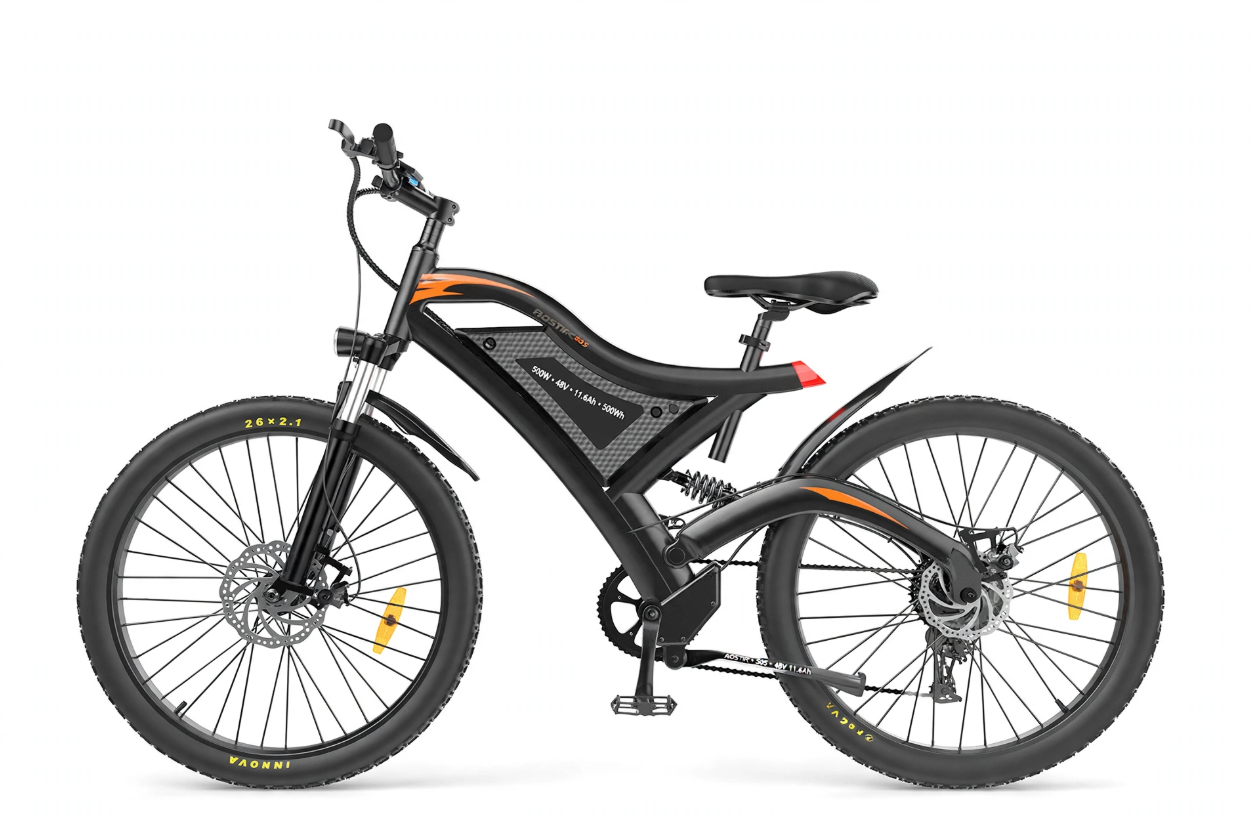 AOSTIR S05 Electric Mountain Bicycle – 500W – 48V 11.6Ah 500Wh – 26x2.1 – Full Suspension MTB - Image 4